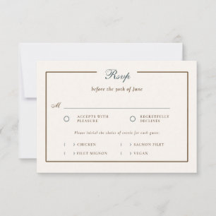 Vintage Coastal Simple Classic Wedding Meal RSVP Card