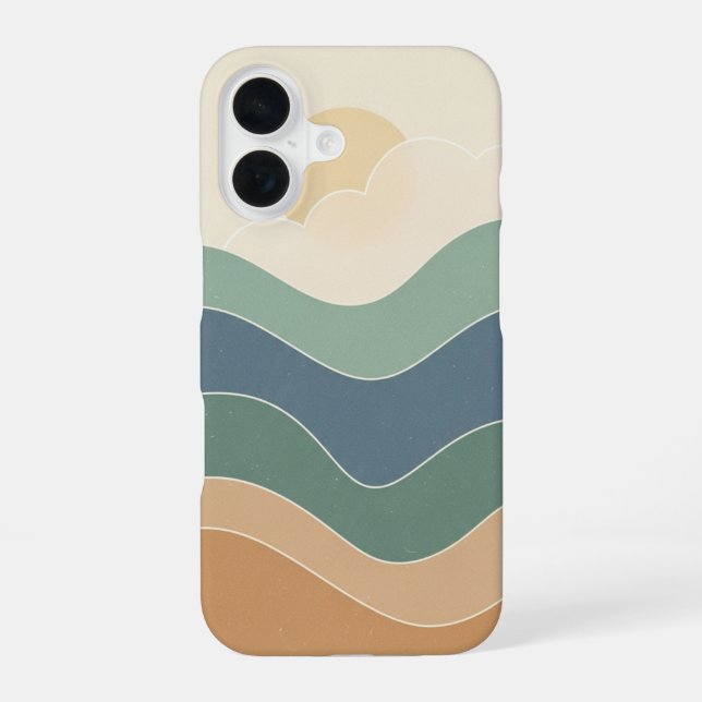 Vintage Coastal Waves iPhone 16 Case (Back)