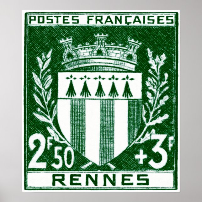 Vintage Coat of Arms Rennes, France Poster (Front)