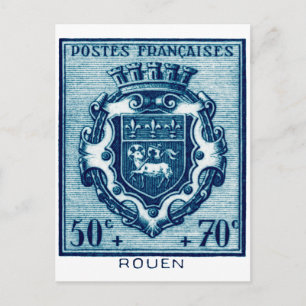 Vintage Coat of Arms Rouen, France Postcard