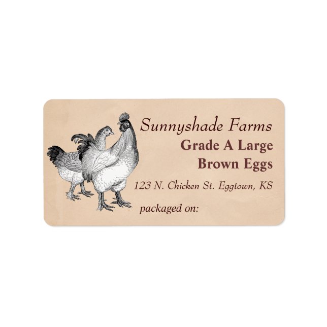 Vintage Cochin Chickens Egg Carton Label (Front)