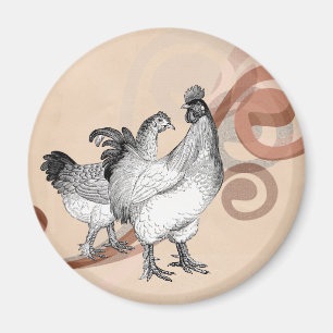 Vintage Cochin Chickens Magnet