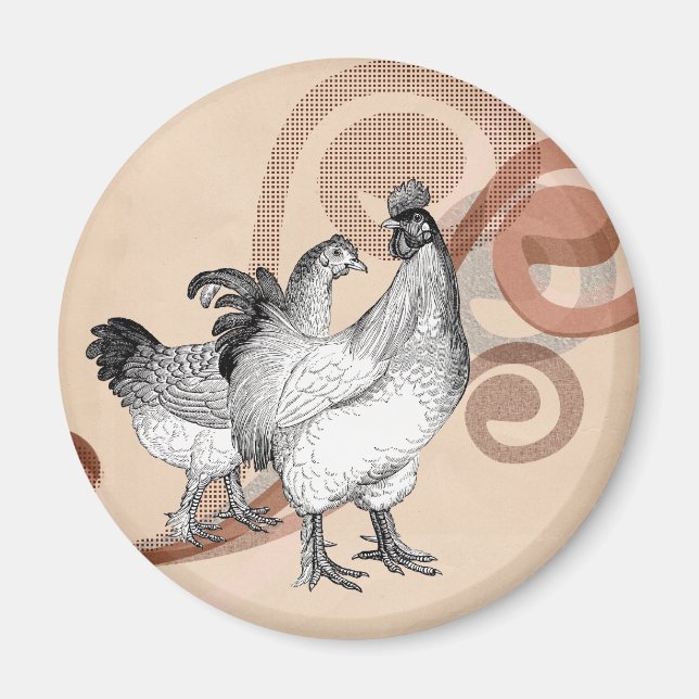 Vintage Cochin Chickens Magnet (Front)