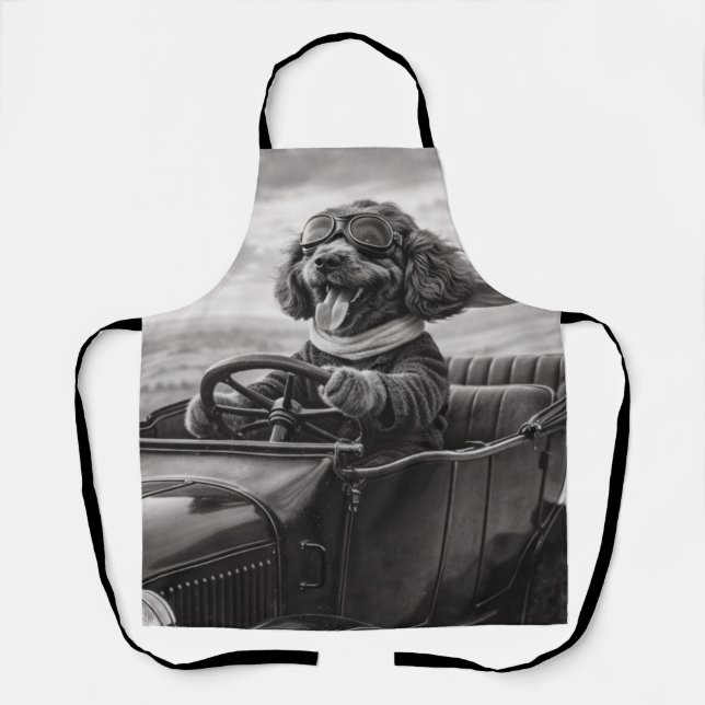 Vintage Cockapoo Driving Apron- Retro kitchen Gift Apron (Front)