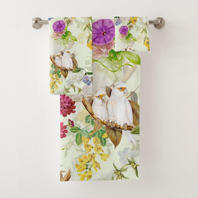 Vintage Cockatoo Jungle 3 Bath Towel Set (Insitu)