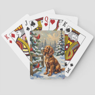 Vintage Cocker Spaniel and Cardinals Christmas Playing Cards