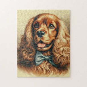 Vintage Cocker Spaniel Oil Painting Jigsaw Puzzle