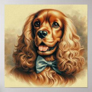 Vintage Cocker Spaniel Oil Painting Poster