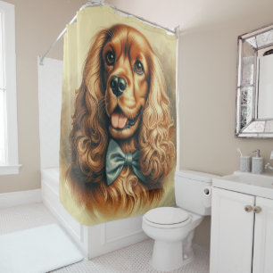 Vintage Cocker Spaniel Oil Painting Shower Curtain