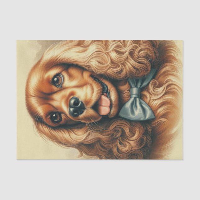 Vintage Cocker Spaniel Oil Painting Tissue Paper (Front)