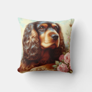 Vintage Cocker Spaniel Painting Cushion