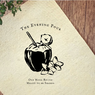 Vintage Cocktail Illustration Rubber Stamp