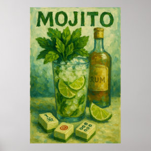 Vintage Cocktail Mahjong Retro Poster