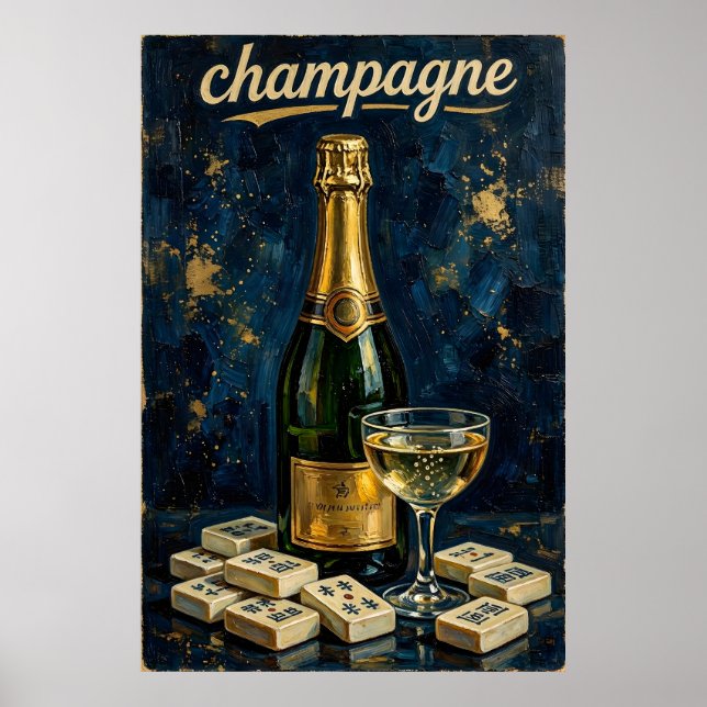 Vintage Cocktail Mahjong Retro Poster (Front)