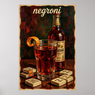 Vintage Cocktail Mahjong Retro Poster