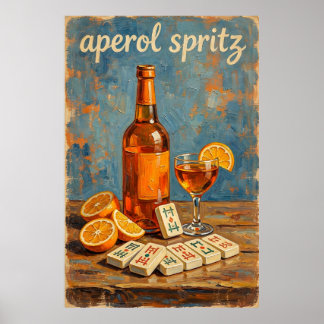 Vintage Cocktail Mahjong Retro Poster