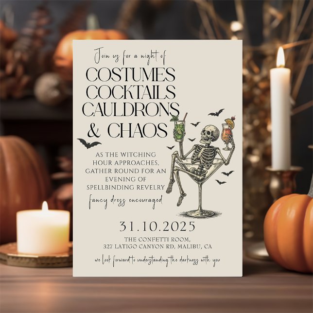  Vintage Cocktails and Costume Halloween Party Invitation (Creator Uploaded)