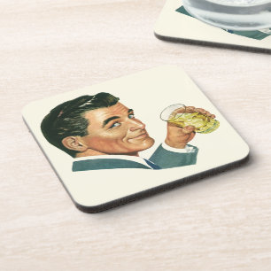 Vintage Cocktails Beverages, Man Drinking Drinks Coaster