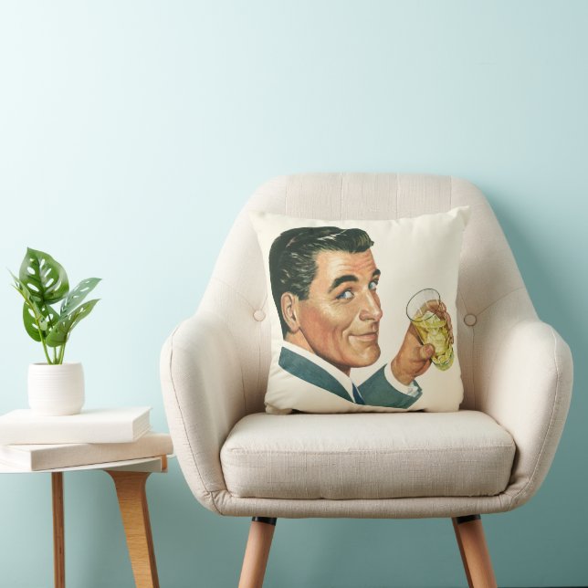 Vintage Cocktails Beverages, Man Drinking Drinks Cushion (Chair)