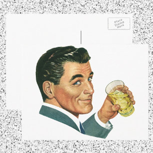 Vintage Cocktails Beverages, Man Drinking Drinks Postcard