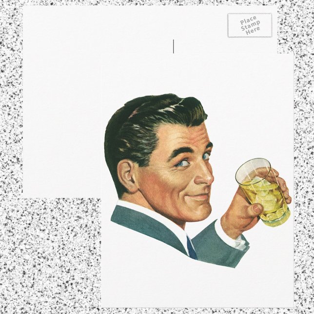 Vintage Cocktails Beverages, Man Drinking Drinks Postcard (Creator Uploaded)
