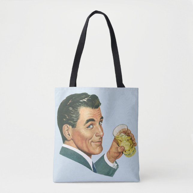 Vintage Cocktails Beverages, Man Drinking Drinks Tote Bag (Front)