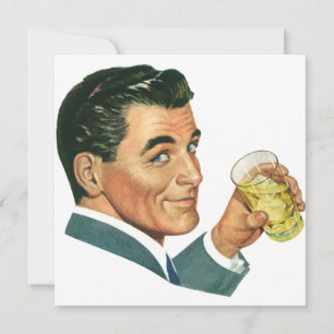 Vintage Cocktails Beverages, Man Drinks Invitation
