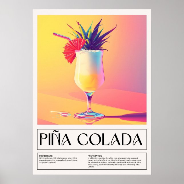 Vintage Cocktails: Pina Colada Poster (Front)