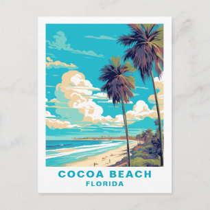 Vintage Cocoa Beach Florida Palm Trees & Beach Postcard