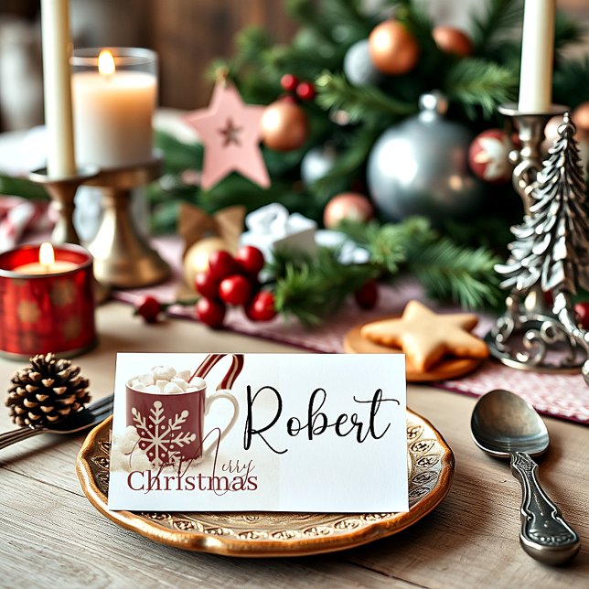 Vintage Cocoa Merry Christmas Place Card (Creator Uploaded)