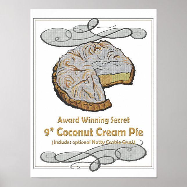 Vintage Coconut Cream Pie Recipe Poster (Front)