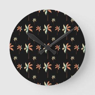 Vintage Coconut Palm Sunset Tropical Paradise Round Clock