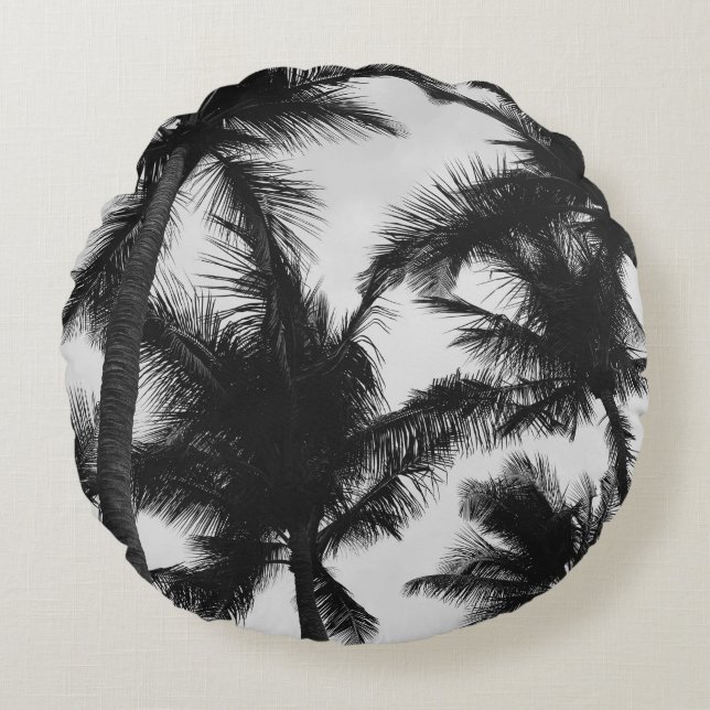 VINTAGE COCONUT PALM TREE ROUND CUSHION (Front)