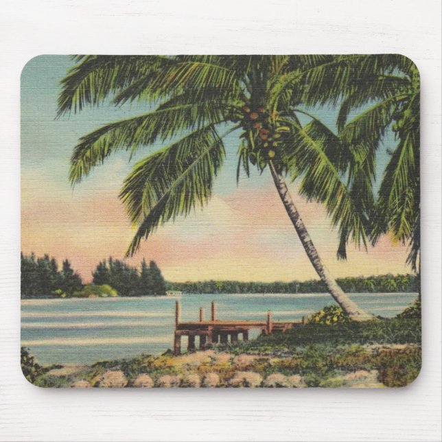Vintage coconut palms mouse mat (Front)