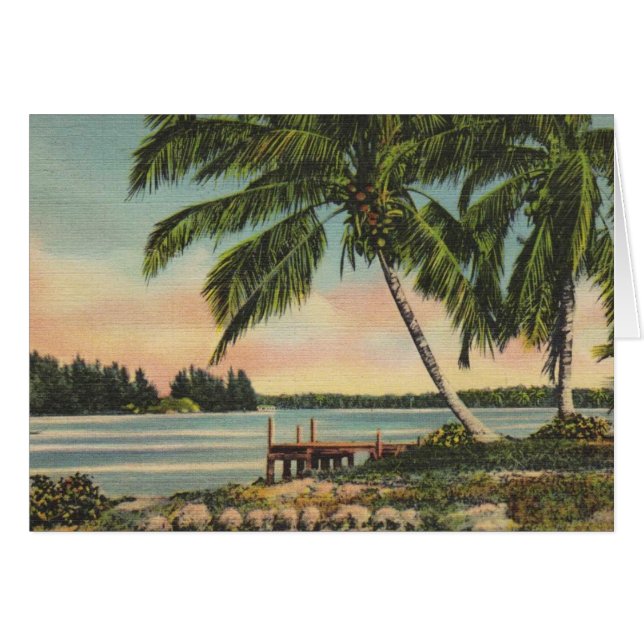 Vintage Coconut Palms Tropical Breeze Sunset (Front Horizontal)