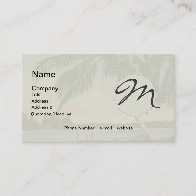 Vintage Coconut Palms Tropical Breeze Sunset Business Card (Front)