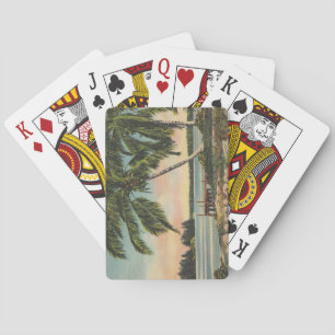 Vintage Coconut Palms Tropical Breeze Sunset Playing Cards