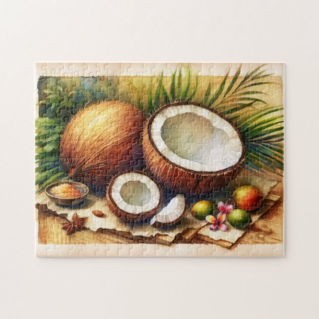 Vintage Coconut Tropical Jigsaw Puzzle (Horizontal)
