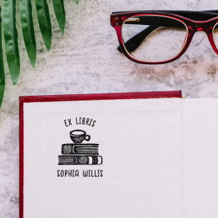 Vintage Coffe Custom Book Ex Libris Library Self-inking Stamp