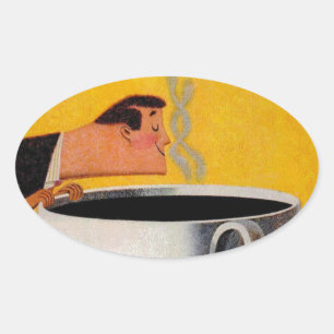 Vintage Coffee Advertisement Oval Sticker