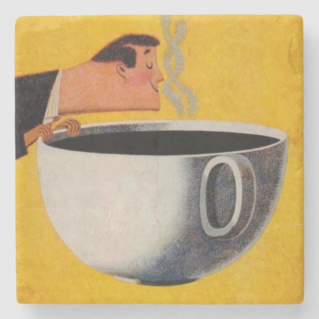 Vintage Coffee Advertisement Stone Coaster (Front)
