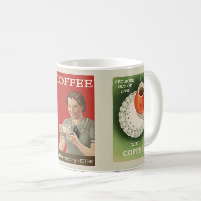 vintage coffee advertising mug (Front Right)