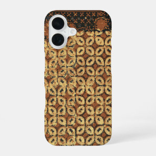 Vintage Coffee Bean Geometric Batik Pattern iPhone 16 Case