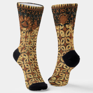Vintage Coffee Bean Geometric Batik Pattern Socks