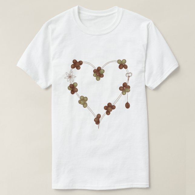Vintage Coffee Bean Heart Love Key T-Shirt (Design Front)