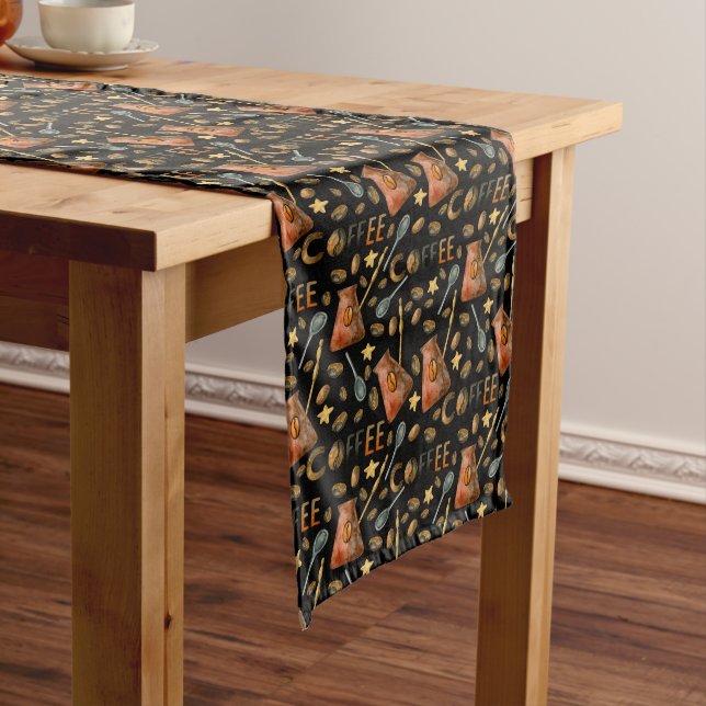 Vintage Coffee Bean Pot Decanter  Long Table Runner (In Situ)
