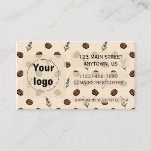 Vintage Coffee Beans and Lavender Cafe Branding Business Card