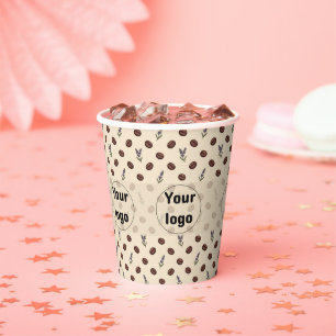 Vintage Coffee Beans and Lavender Cafe Branding Paper Cups
