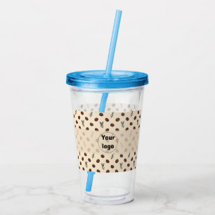 Vintage Coffee Beans and Lavender Seamless Pattern Acrylic Tumbler