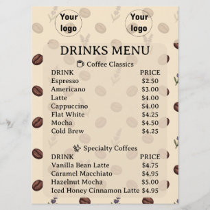 Vintage Coffee Beans and Lavender Seamless Pattern Menu
